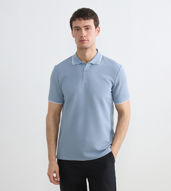 Textured Short Sleeves Polo T-Shirt