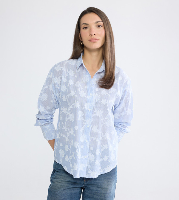 Floral Embroidered Long Sleeves Shirt