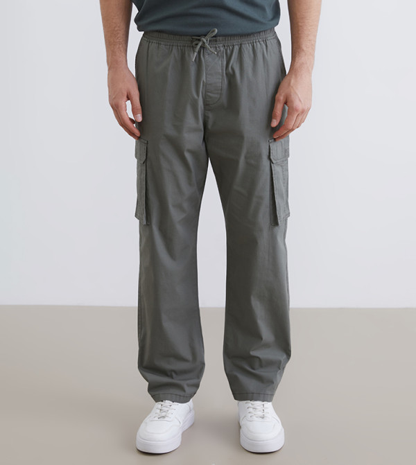 Drawstring Waist Cargo Trousers
