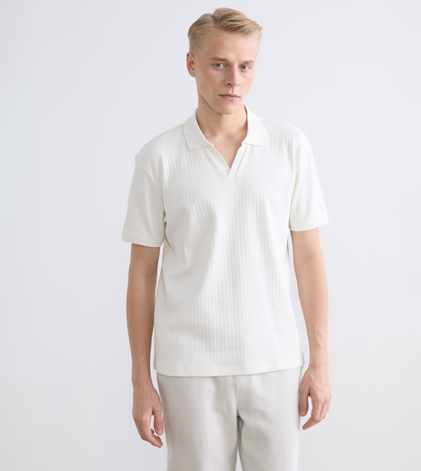 Ribbed Short Sleeves Polo T-Shirt