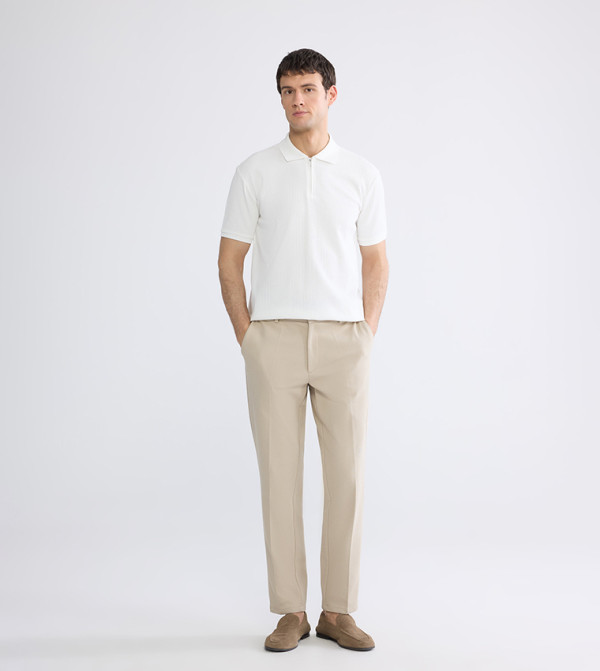 Textured Short Sleeves Polo T-Shirt