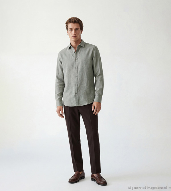Solid Button-Down Collar Dobby Shirt
