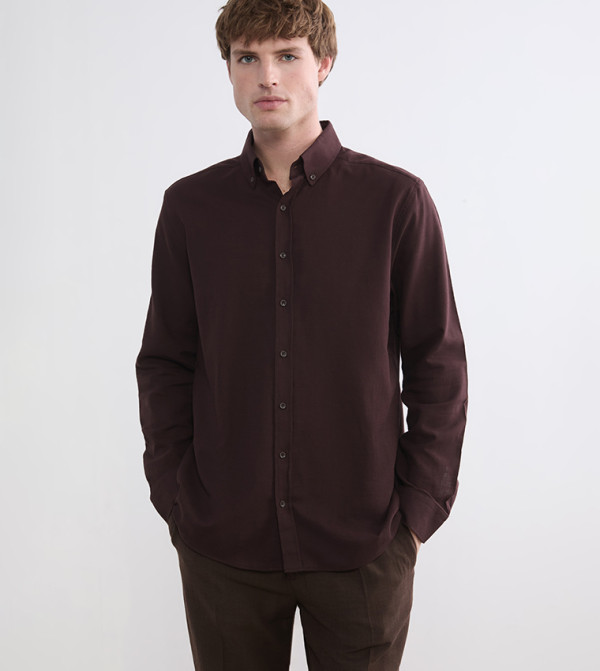Solid Regular Fit Long Sleeves Dobby Shirt