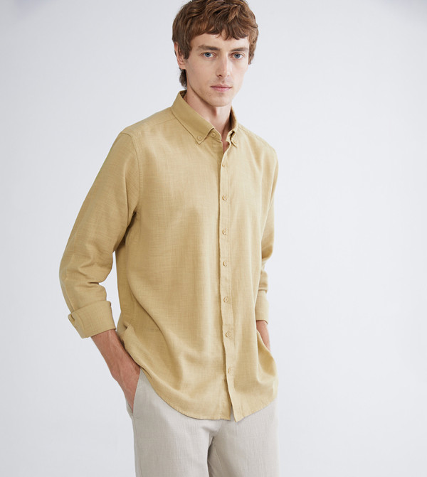 Textured Button Down Long Sleeves Shirt