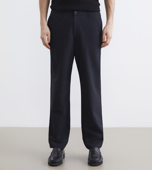 Textured Mid Rise Slim Fit Trousers