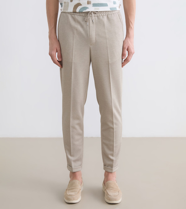 Drawstring Waist Slim Fit Trousers