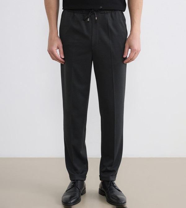 Drawstring Waist Slim Fit Trousers
