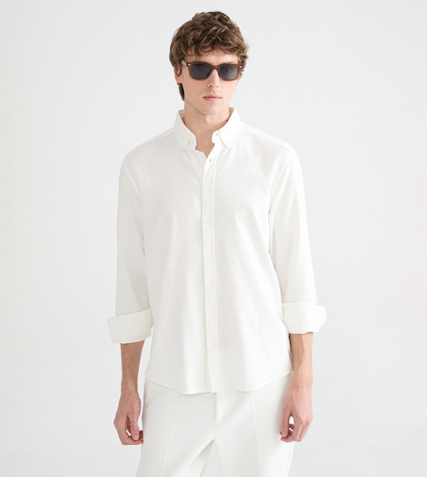 Solid Long Sleeves Dobby Shirt