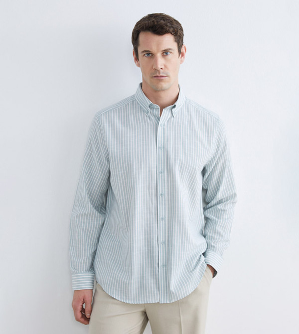 Striped Long Sleeves Dobby Shirt