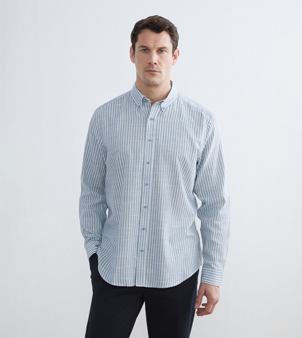 Striped Long Sleeves Dobby Shirt