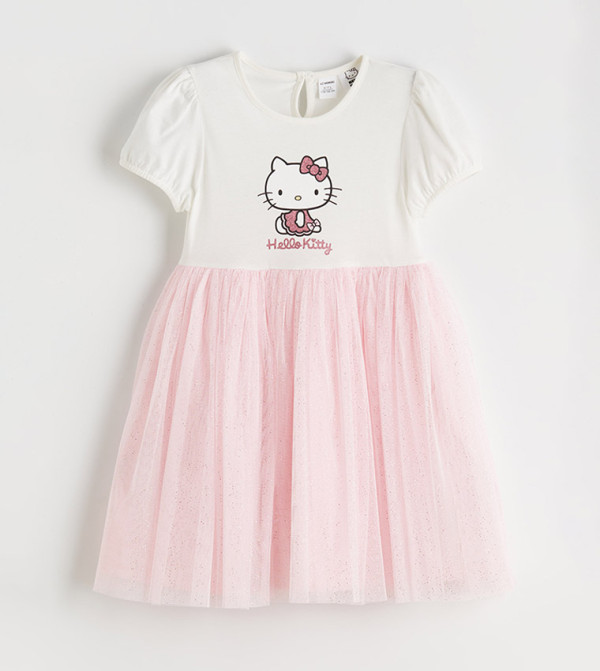 Hello Kitty Printed Short Sleeves Tulle Dress