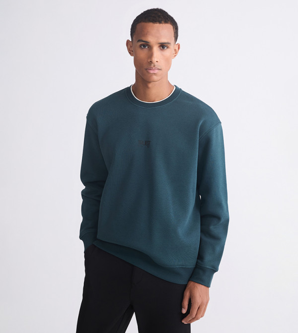 Printed Crew Neck Thick Sweatshirt