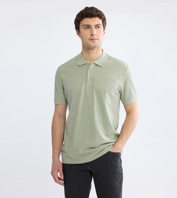 تيشيرت بولو كم قصير بطبعة