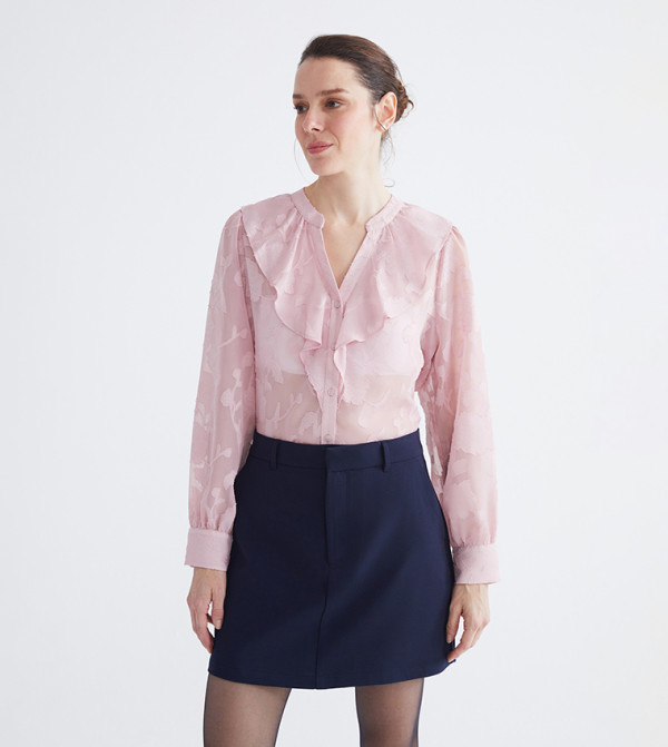 Embroidered V-Neck Top