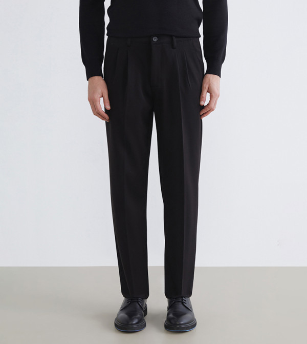 Solid Mid Rise Slim Fit Trousers