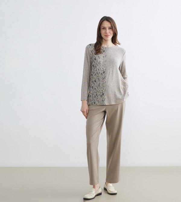 Solid Elastic Waist Trousers