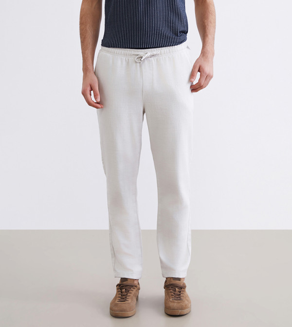 Mid Rise Gabardine Slim Fit Trousers
