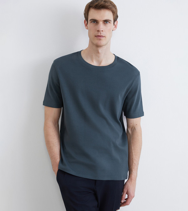 تيشيرت رجالي كاجوال سادة كم قصير 