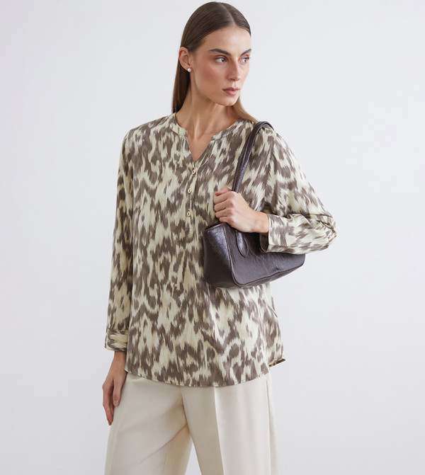 Printed Notch Neck Top