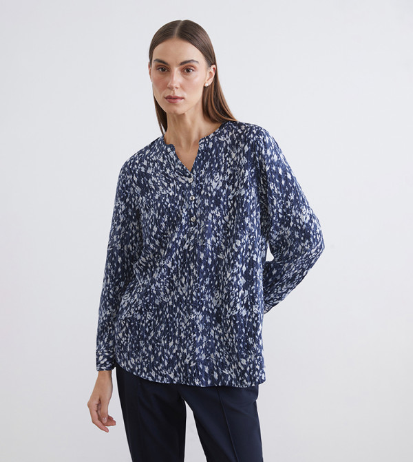 Printed Notch Neck Top