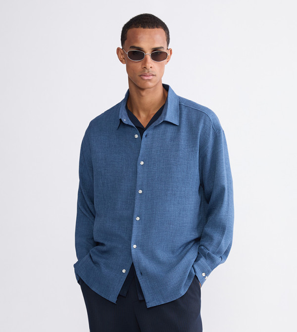 Solid Relaxed Fit Long Sleeves Shirt