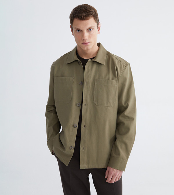 Long Sleeves Gabardine Shacket