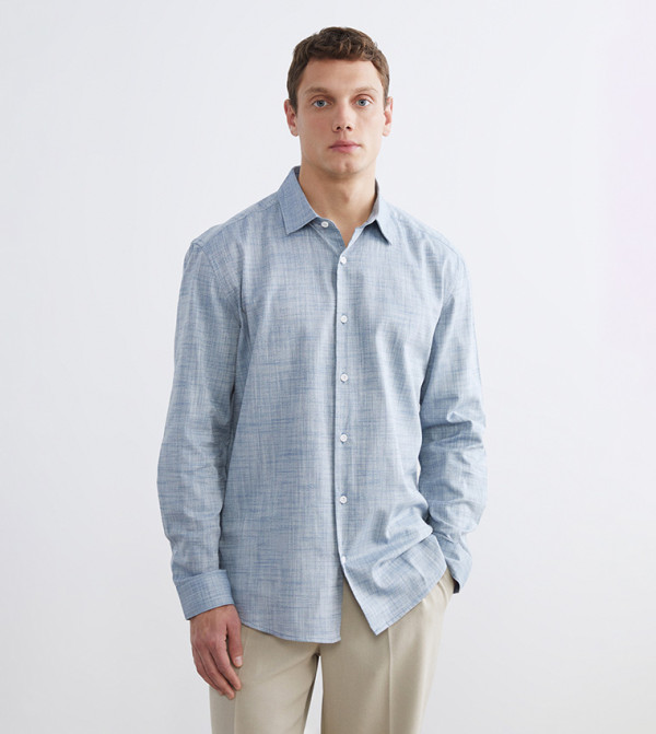 Textured Long Sleeves Dobby Shirt