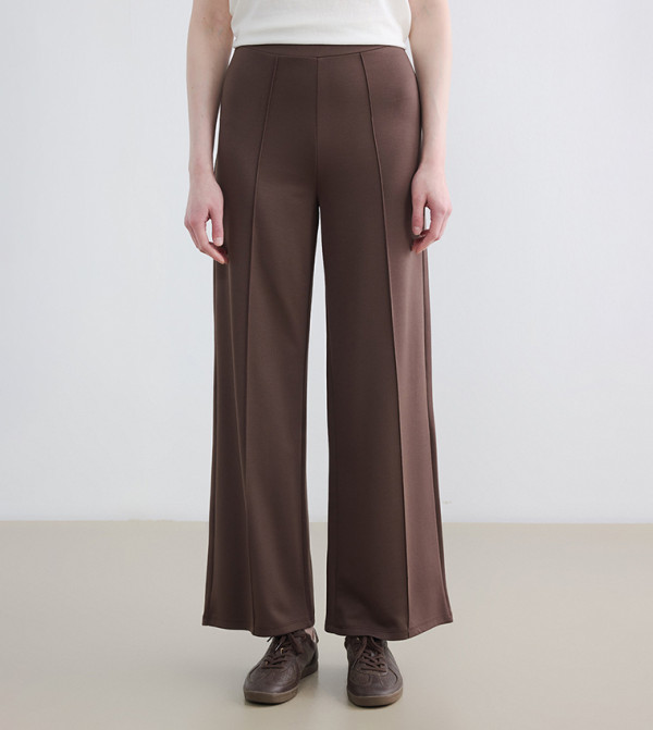 Pintuck Seam Elastic Waist Wide Leg Sweatpants