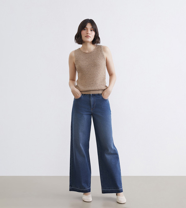 Faded High Rise Wide Leg Jeans