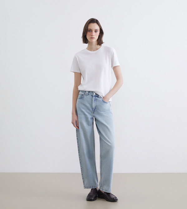 Washed High Waist Baggy Fit Jeans