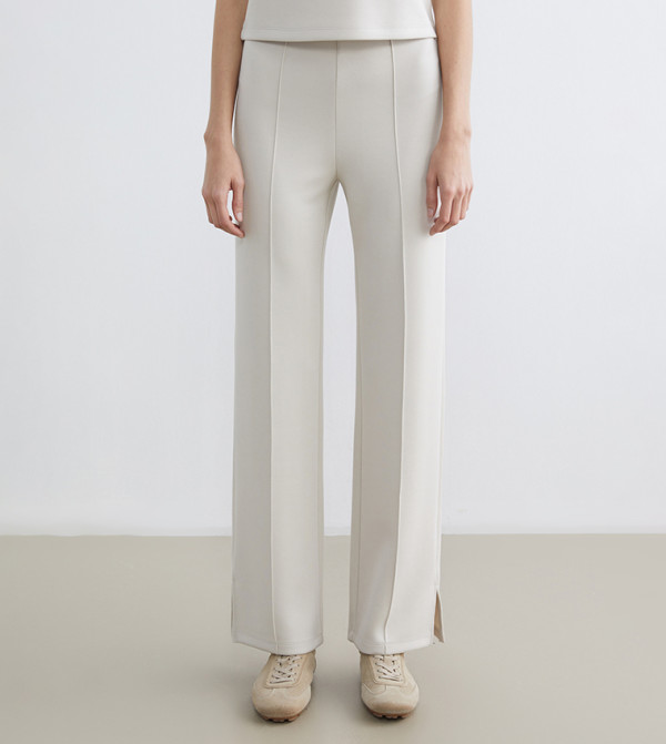 Slit Hem Detail Wide Leg Trousers