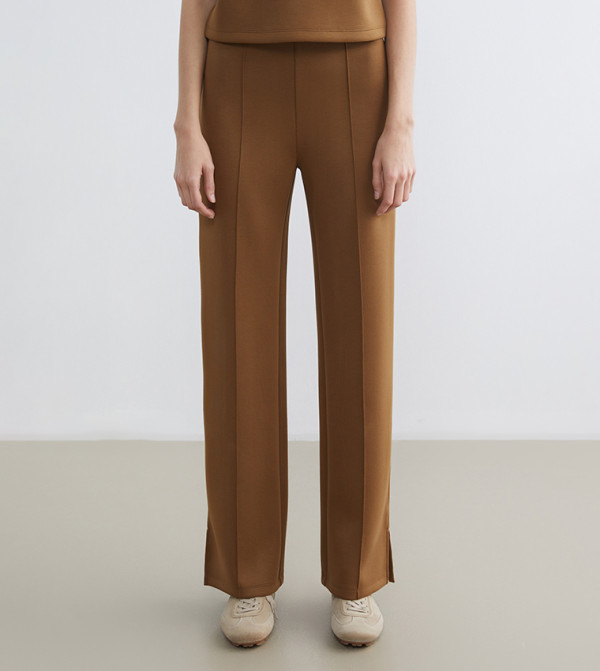 Slit Hem Detail Wide Leg Trousers