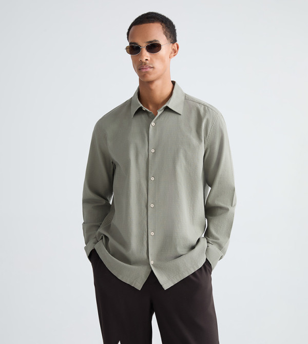 Textured Long Sleeves Dobby Shirt