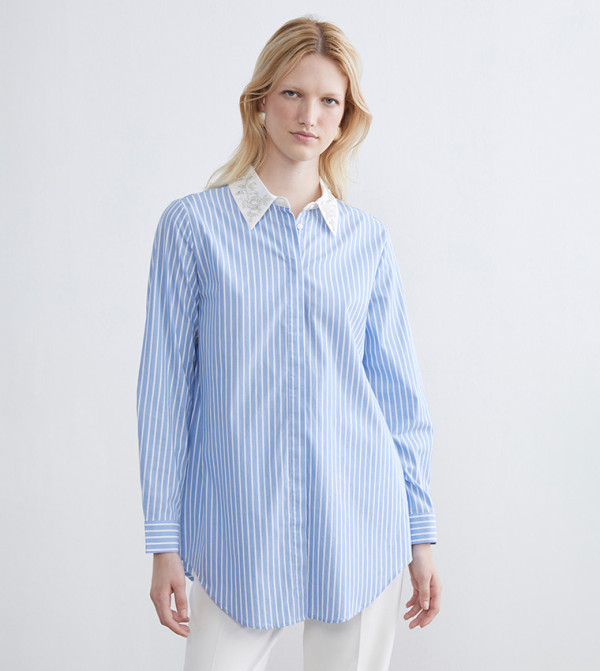 Embellished Classic Collar Shirt Tunic