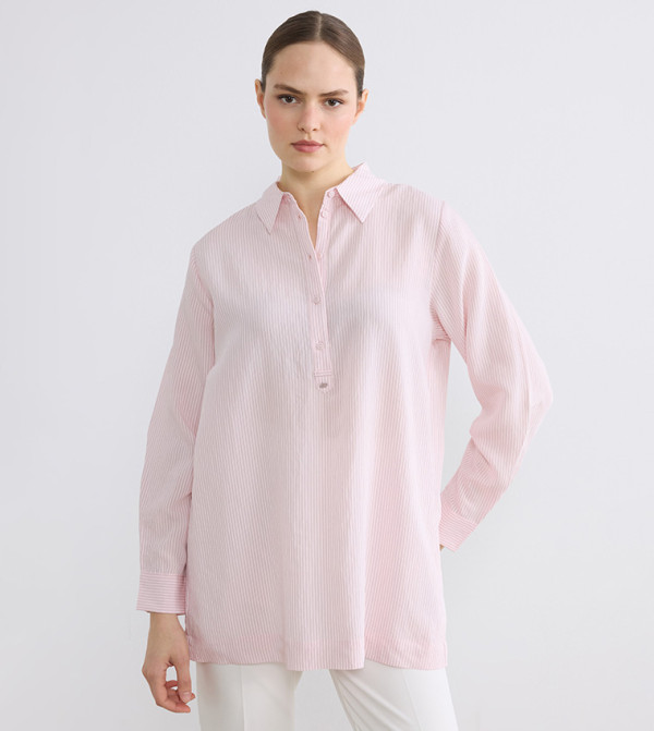 Striped Long Sleeves Shirt Tunic