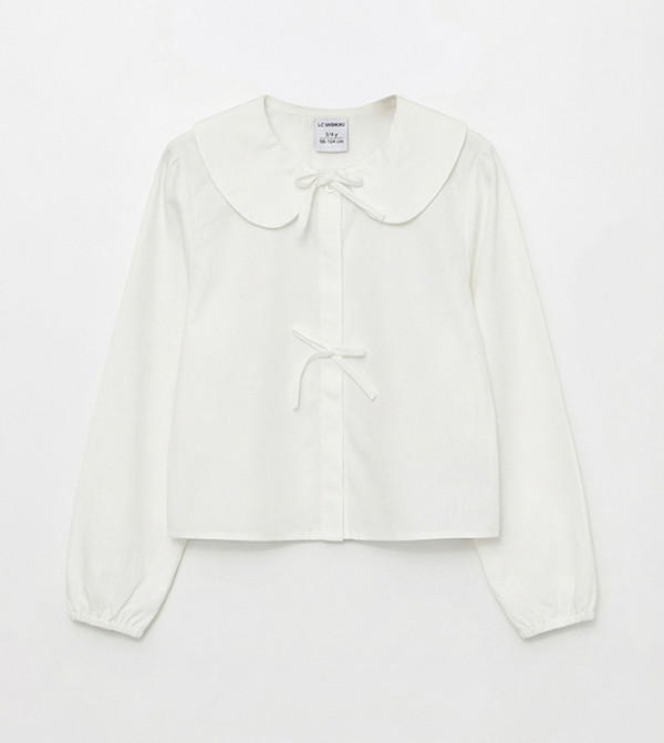 Solid Baby Collar Long Sleeves Shirt