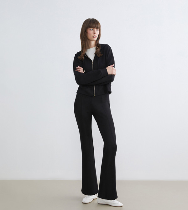 Solid Extra Slim Fit Flared Trousers