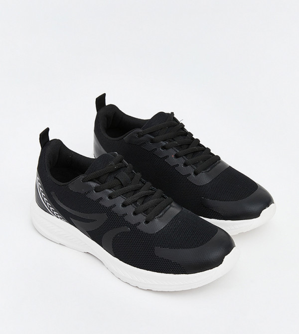 Mesh Detail Lace Up Casual Shoes