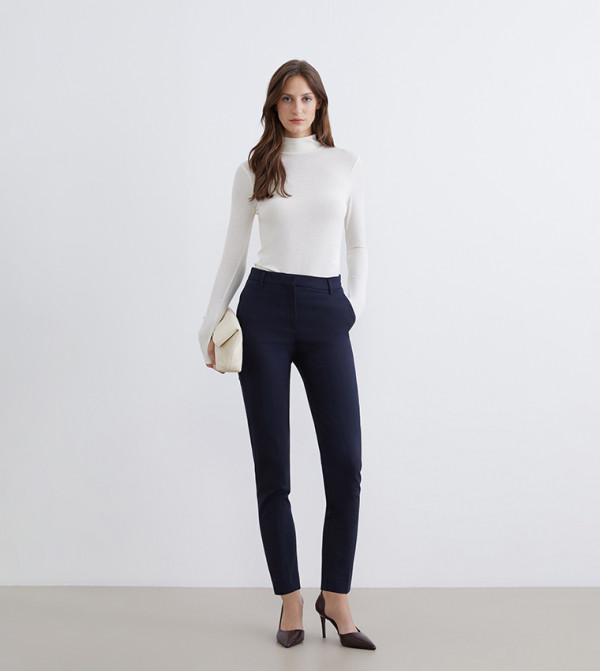 Solid Skinny Fit Formal Trousers