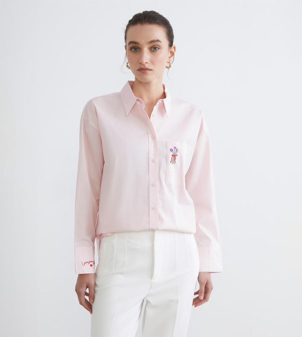 Embroidered Oversized Poplin Shirt