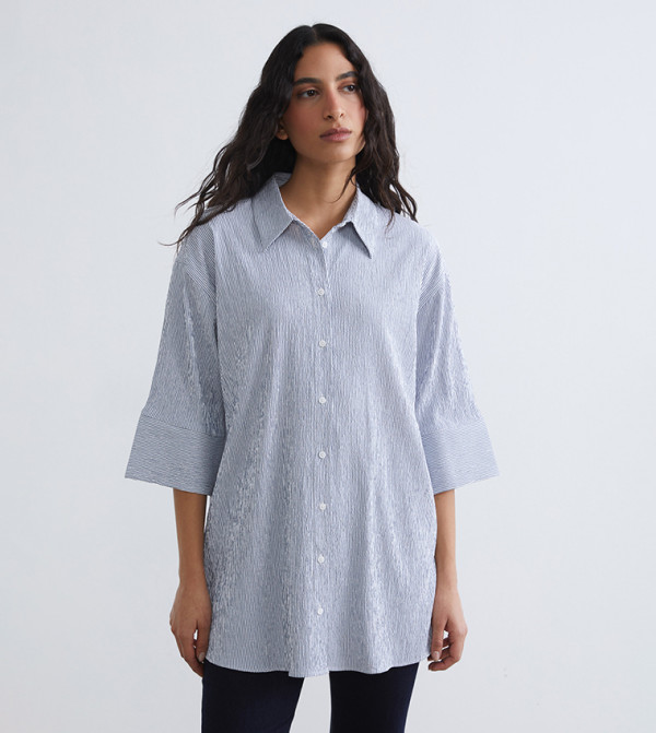 Modest Striped Shirt Tunic