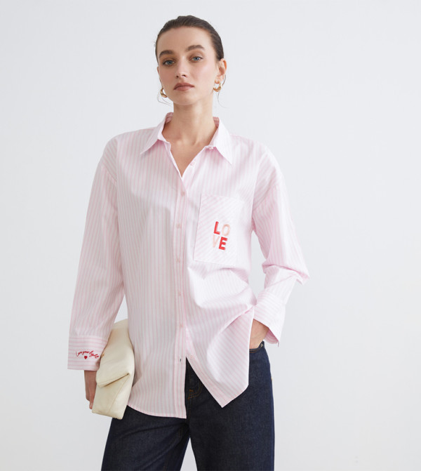 قميص بوبلين أوفرسايز مطرز