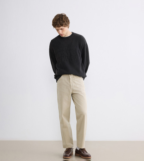 Solid Drawstring Waist Regular Fit Trousers