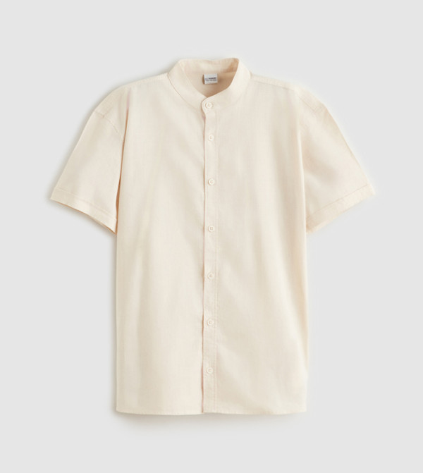Mandarin Collar Short Sleeves Shirt