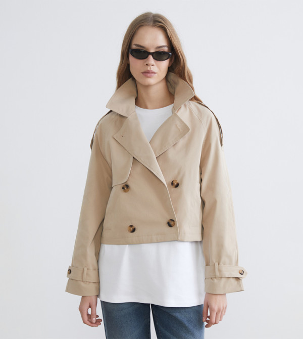 Double Breasted Cropped Trench Coat