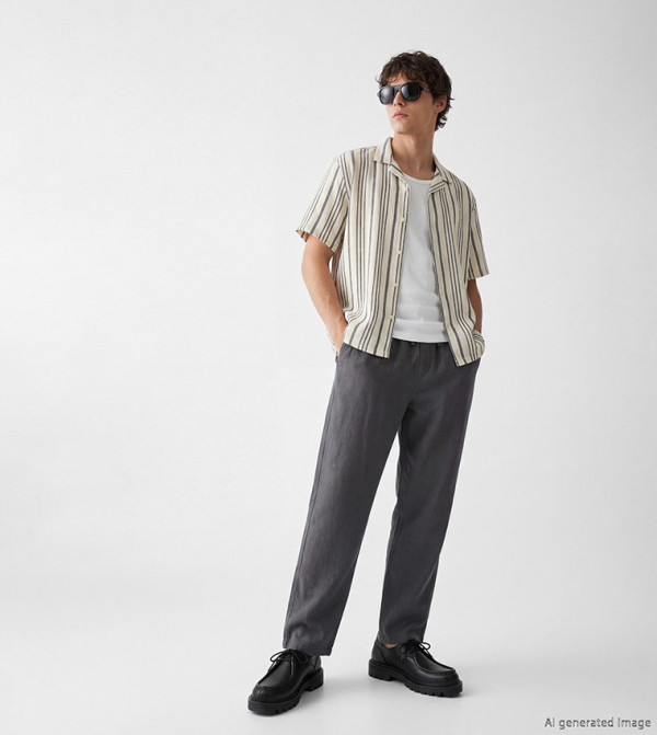 Solid Drawstring Waist Relaxed Fit Trousers