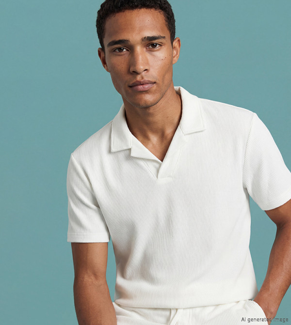 Textured Short Sleeves Polo T-Shirt