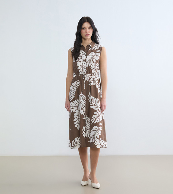 Printed Belted Shirt Dress