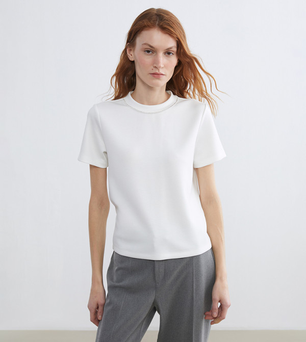 Rhinestone Embellished Short Sleeves T-Shirt