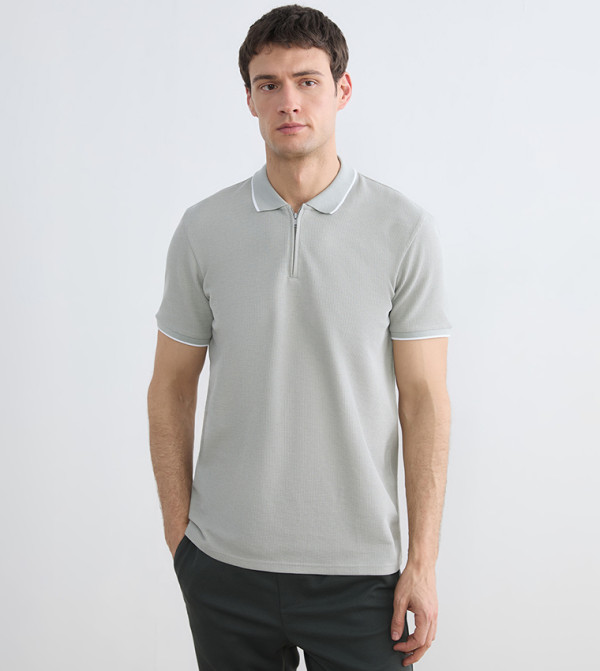 Textured Short Sleeves Polo T-Shirt